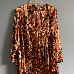 Vintage 2000's Leopard Print Robe and Nightie Set